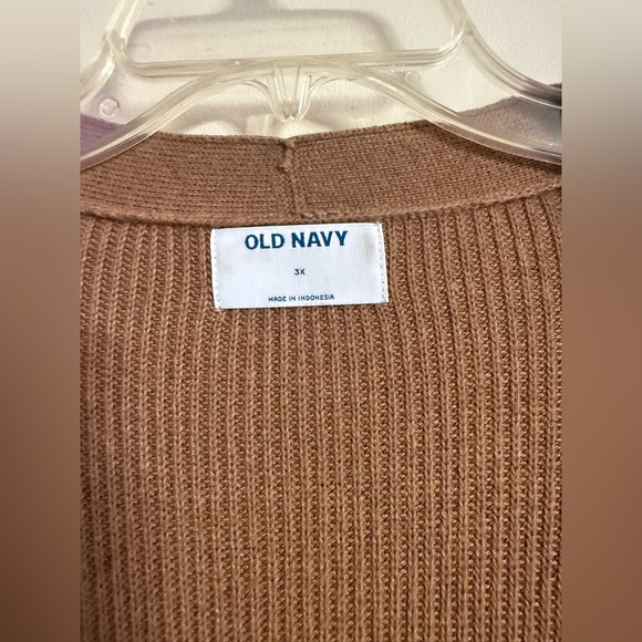 Old Navy Shaker Stitch Tan Brown Open Front Sweater Cardigan Plus 3X - Picture 3 of 4